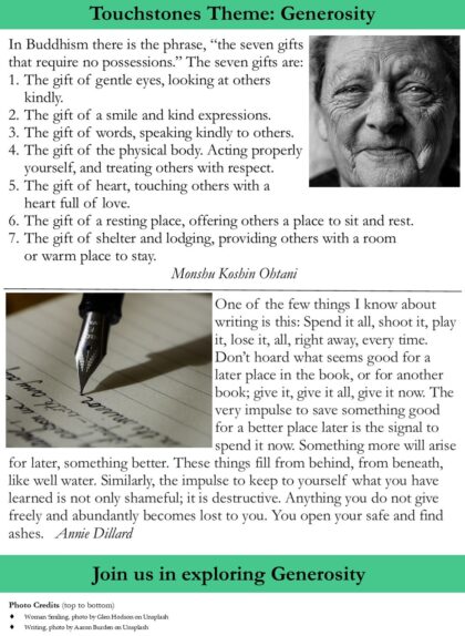 Generosity Theme Our Touchstone Theme for April Is “Generosity” - Unitarian Universalist ...